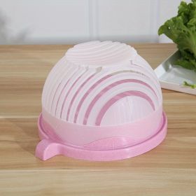 1pc Fruit Salad Cutter Fruit & Vegetable Cutting Bowl Salad Bowl - Pink