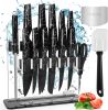 Knife Set;  16 Pcs Kitchen Knife Set;  Sharp Stainless Steel Chef Knife Set with Acrylic Stand;  Nonstick Knife Sets for Kitchen with Block - Black