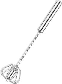 Semi-Automatic Egg Whisk Hand Push Egg Beater Stainless Steel Blender Mixer Whis - Silver