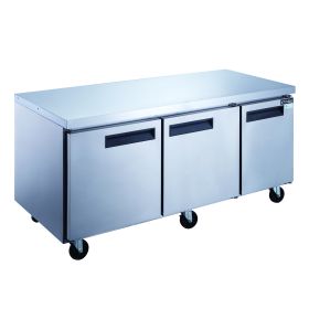 3 Door Commercial Undercounter Refrigerator made by stainless steel  D60.125 in.   - silver - Stainless Steel