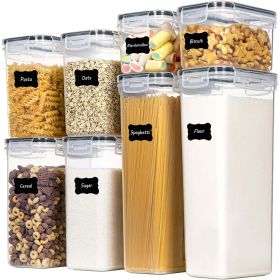 Kitchen Food Storage Containers Set, Kitchen Pantry Organization and Storage with Easy Lock Lids, 8 Pieces - transparent