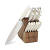 Pioneer Signature 14-Piece Stainless Steel Knife Block Set, Off-White - off-white