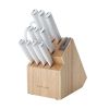 Classic Japanese Steel 12-Piece Knife Block Set with Built-in Knife Sharpener, White - white