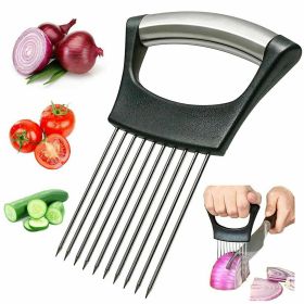 Food Slice Assistant - Stainless Steel Onion Holder Slicer Tomato Cutter NonSlip - default