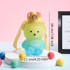 1pc Bear Cute Water Cup, Summer Plastic Cup, Portable Straw Cup, Large-capacity Water Bottle With Strap - Purple - 800ml