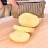 Stainless Steel Potato Chip Wavy Cutter Dough Vegetable Fruit Crinkle Wavy Knife Chopper Cutter French Fry Maker Kitchen Gadgets - Black