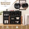 Industrial Sideboard Cabinet with Removable Wine Rack and Glass Holder - Black, Brown