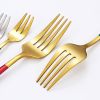 24pcs/Set Stainless Steel Cutlery; Portuguese Cutlery Spoon; Western Cutlery Set - Gold + Black