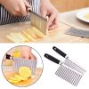 Stainless Steel Potato Chip Wavy Cutter Dough Vegetable Fruit Crinkle Wavy Knife Chopper Cutter French Fry Maker Kitchen Gadgets - Black