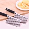 Stainless Steel Potato Chip Wavy Cutter Dough Vegetable Fruit Crinkle Wavy Knife Chopper Cutter French Fry Maker Kitchen Gadgets - Black