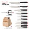 Classic Japanese Steel 12-Piece Knife Block Set with Built-in Knife Sharpener, White - white